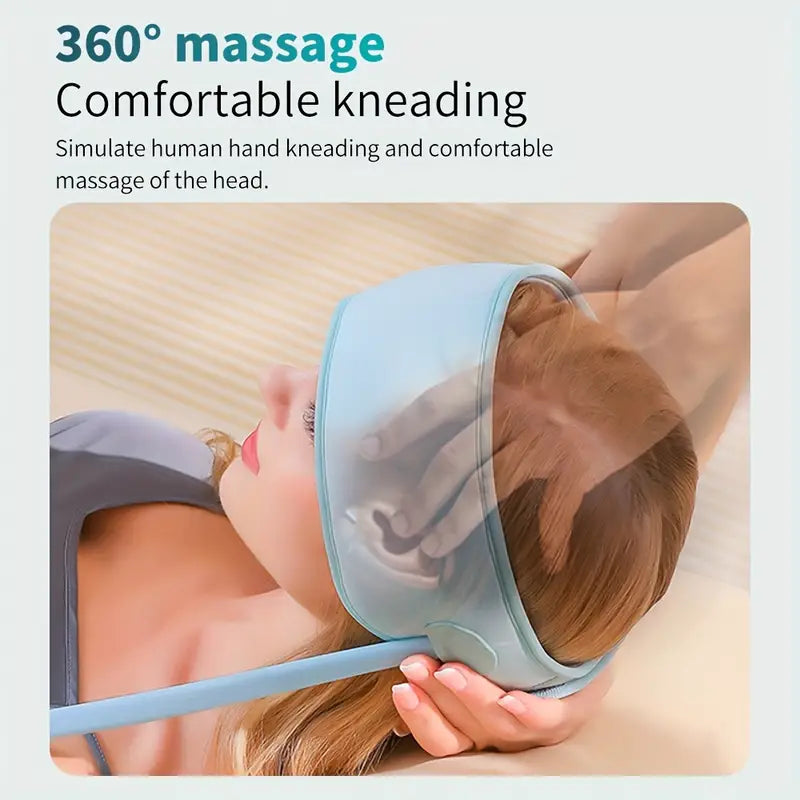 360° Relaxing Electric Scalp Massager with Heat & Knead(Blue)-4