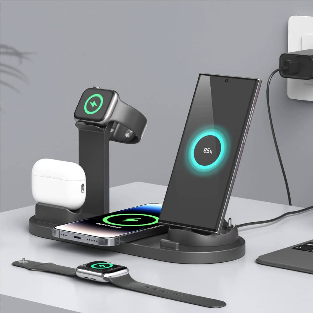6-in-1 Qi Wireless Charging Station for iPhones; Samsung; Apple Wristwatches